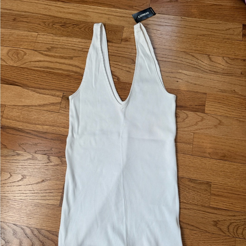 Express White Ribbed Tank Top -NWT